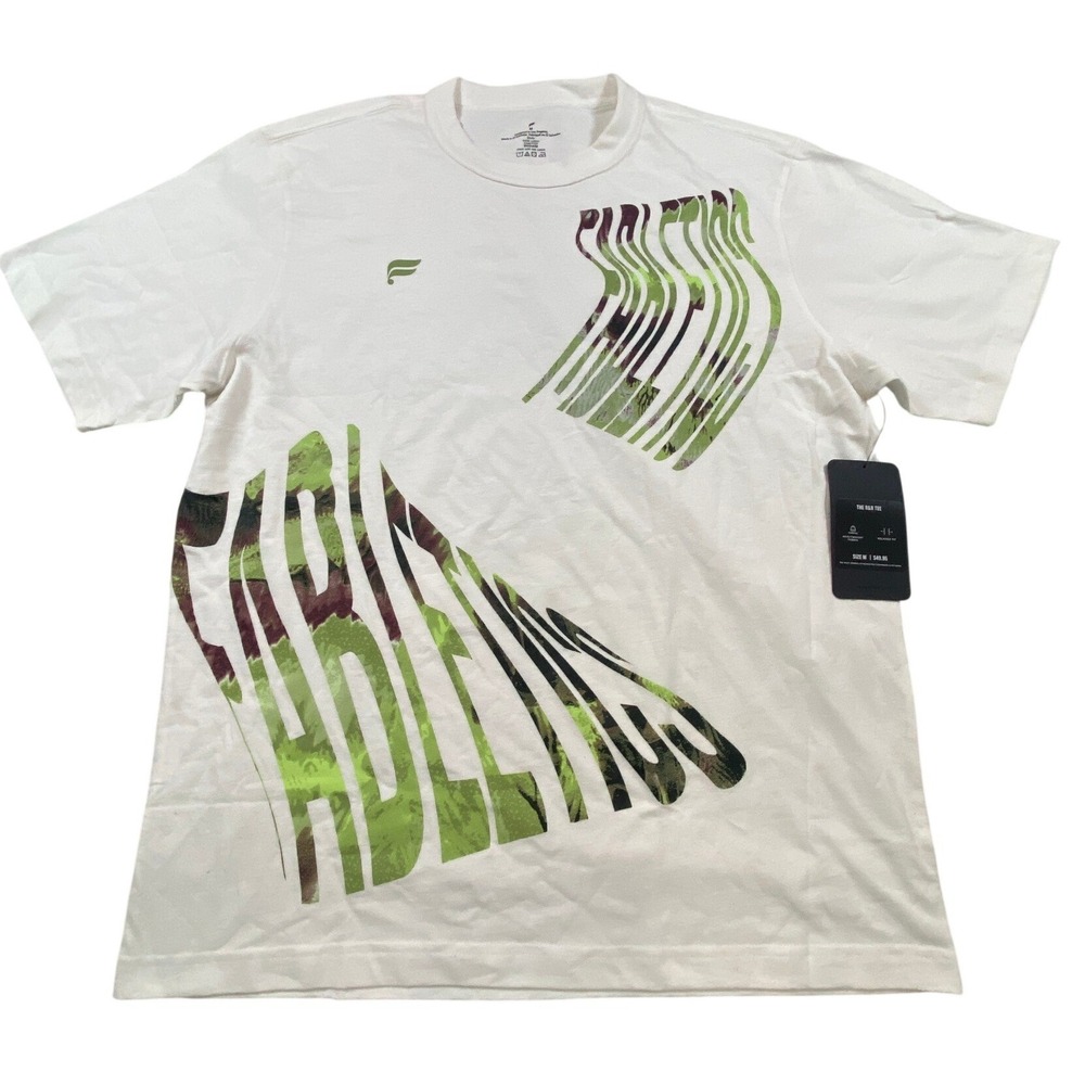 Fabletics Mens R&R Tee White‎ Distorted Graphic Relaxed Fit Heavyweight Cotton M